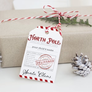 Etiqueta de presente personalizada para impressão do Papai Noel, modelo de etiqueta de presente de Natal, etiqueta de presente do Papai Noel, download instantâneo de etiqueta de presente do Papai Noel, etiqueta de Natal do Papai Noel