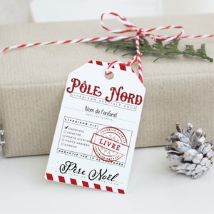 WERSJA FRANCUSKA - Étiquettes de cadeau de père Noël personalnalisables, étiquettes de Santa modificables de téléchargement immédia