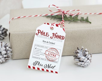 French Santa Gift Tags – Customizable Christmas Labels (Digital Download)