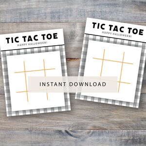 INSTANT DOWNLOAD halloween tic tac toe, printable plaid game, tic tac toe, tic tac toe card, printable child game card, halloween candy game