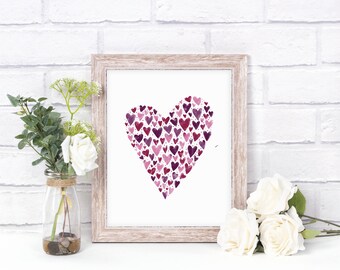 Heart Art Print, Valentine's Day Decor (Digital Download)