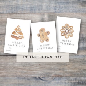 Printable christmas to from gift tag, instant download holiday gift tag, christmas cookie, simple gift tag, holiday tag, to from gift tag