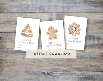 Printable Christmas Cookie Gift Tags, Holiday To From Tags (Digital Download)