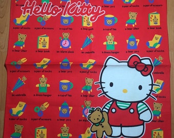 1989 Sanrio Hello Kitty Napkin Hankie Kawaii Retro Japan 80s 90s Kids Handkerchief Fabric Square