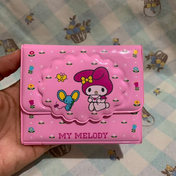 Vintage raro 2000 Sanrio Mi Melodía tres veces cartera rosa