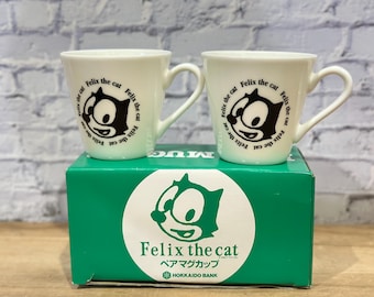 1996 Felix the cat white coffee mug set of 2