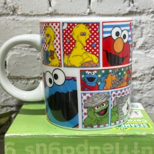 Keramische mok van Sesamstraat uit 2006 met originele doos. Authentieke Cookie Monster van Sesame Workshop.