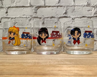 RARE Sailor Moon Crystal Season III Just Funky 6 Tall Drinking Glasses Set  of 2