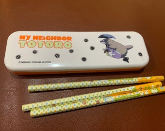 1980s Plastic pencil box and pencils My Neighbor Totoro Japanese anime