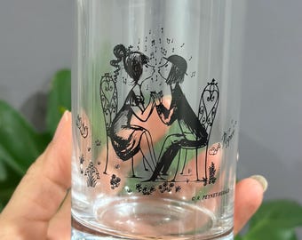 Vintage glazen beker Peynet Lovers – Raymond Peynet drinkglas romantisch stel