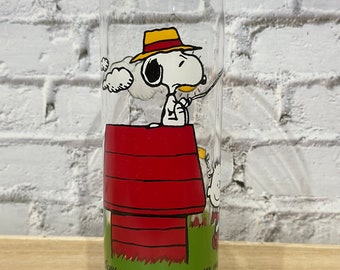 Snoopy and friends fishing drinking glass