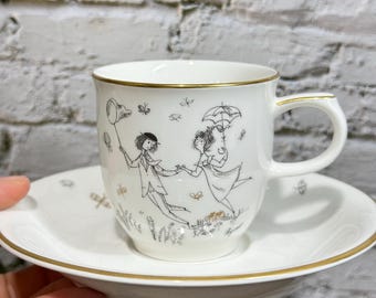 Les Amoureux de Peynet mug with saucer Yamaka Japan