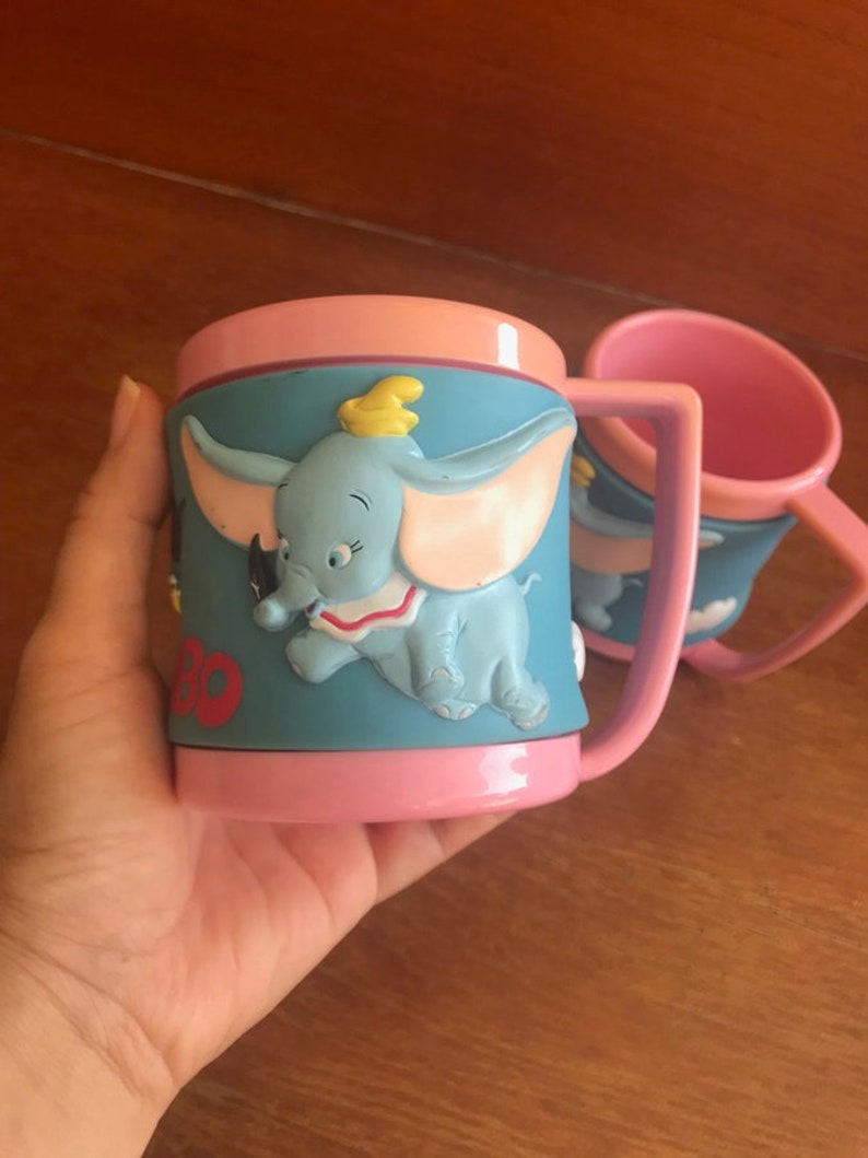 Vintage 1996 Disney Dumbo Elephant Plastic mugs set of 2 from Etsy