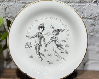 Vintage Les Amoureux de Peynet Plate Dish 6,5 inch Yamaka Japan