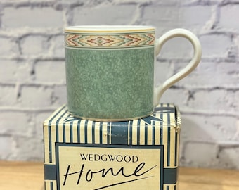 Vintage Wedgwood Aztec Mug Green Marbled Porcelain, 1995 (New in Box)