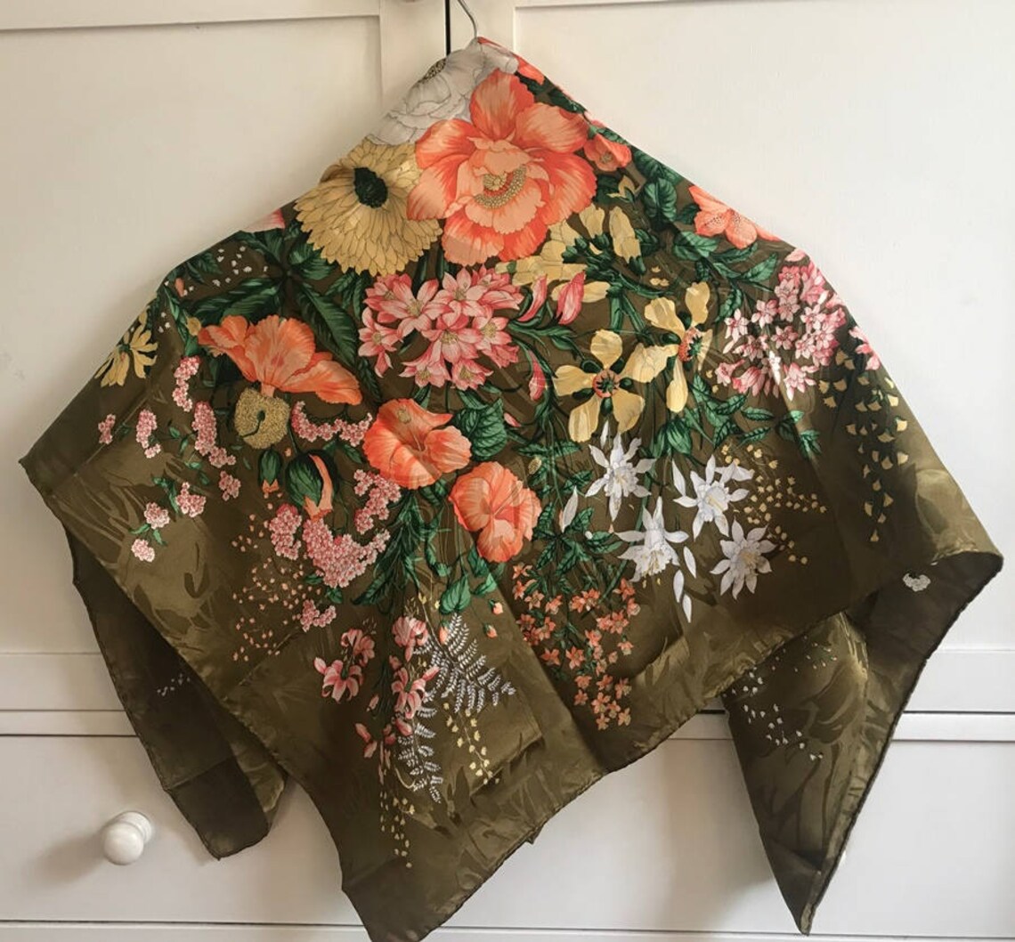 Vintage Authentic ERRE Silk Scarf Hand Rolled Trim Etsy