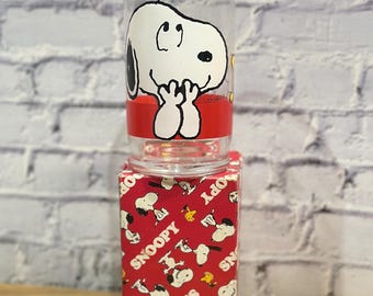Raro bicchiere vintage di Snoopy con fumetti dei Peanuts, da collezione, stagione primaverile del baseball, stoviglie retrò