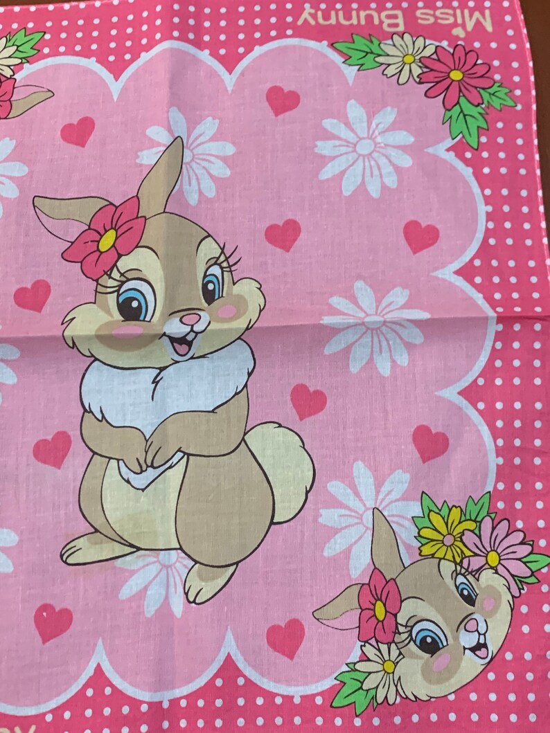 Vintage girl/'s handkerchief Miss Bunny Thumper /'s Girlfriend