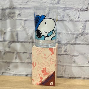 Vintage 1980s Snoopy Woodstock Glass Tumbler with Original Box – Let’s Go Home – Peanuts Japan Retro Cup