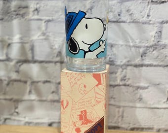 Bicchiere vintage anni '80 con Snoopy e Woodstock - Peanuts Giappone