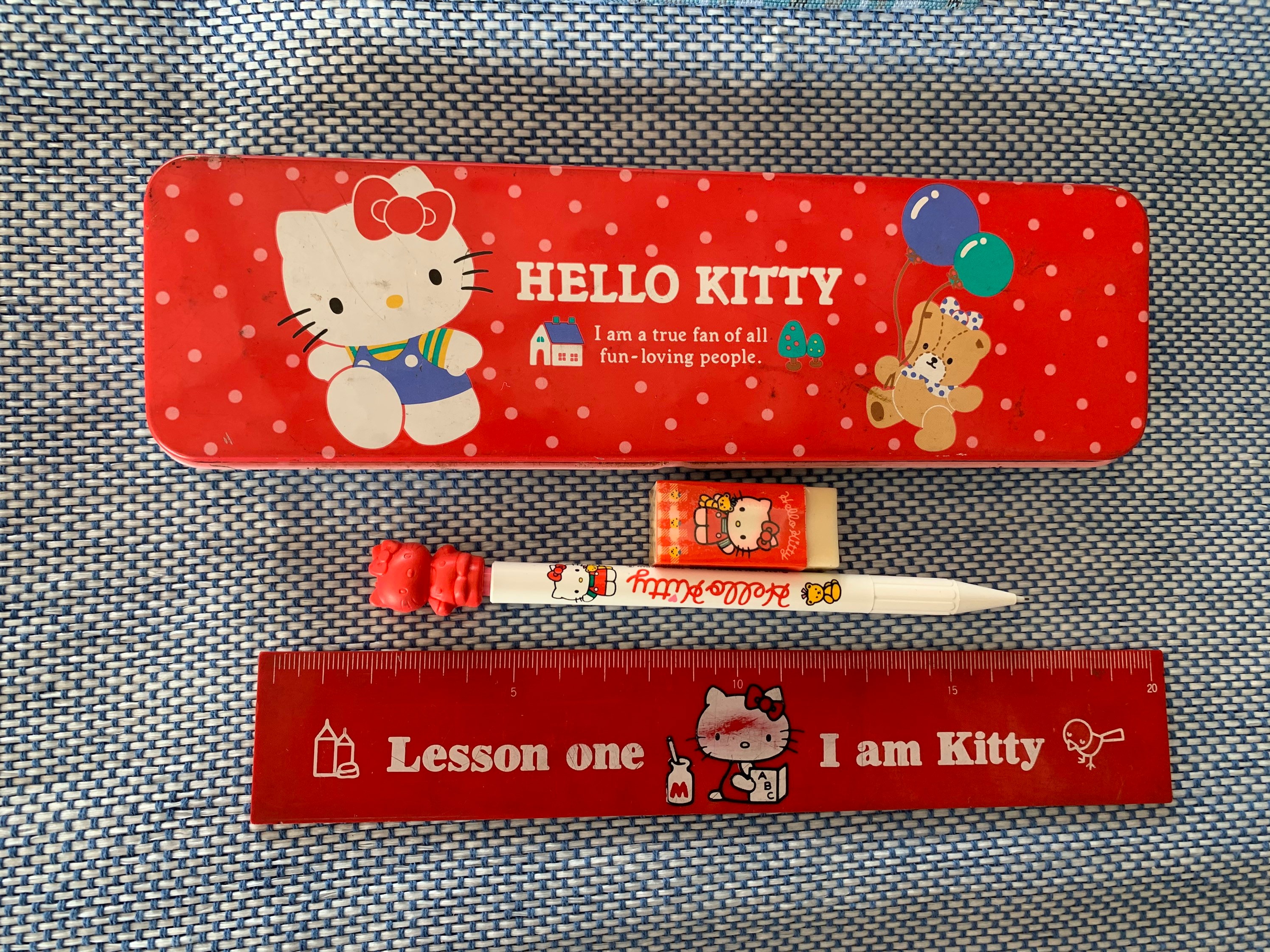 Vintage Sanrio Hello Kitty Stationery set Tin Pencil box Etsy