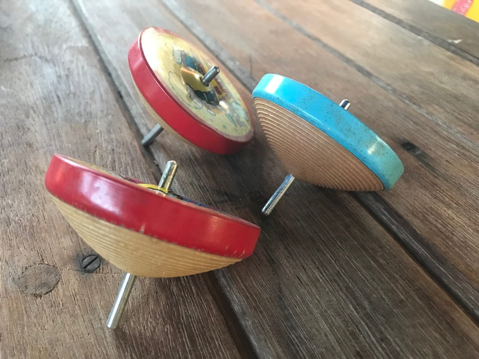 3 Japanese spinning top vintage Spinning top toy Etsy