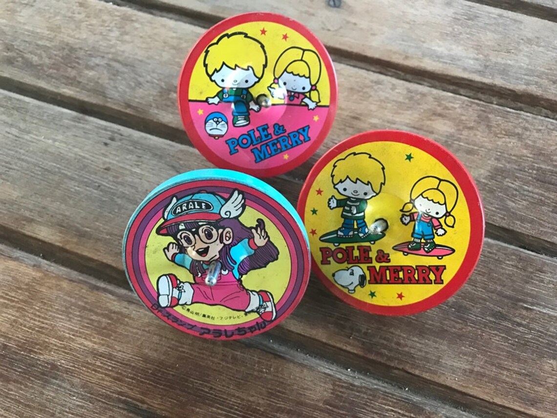 3 Japanese spinning top vintage Spinning top toy Etsy