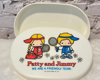 Vintage 1976 Sanrio Patty and Jimmy Plastic Box, Patty and Jimmy Storage Box