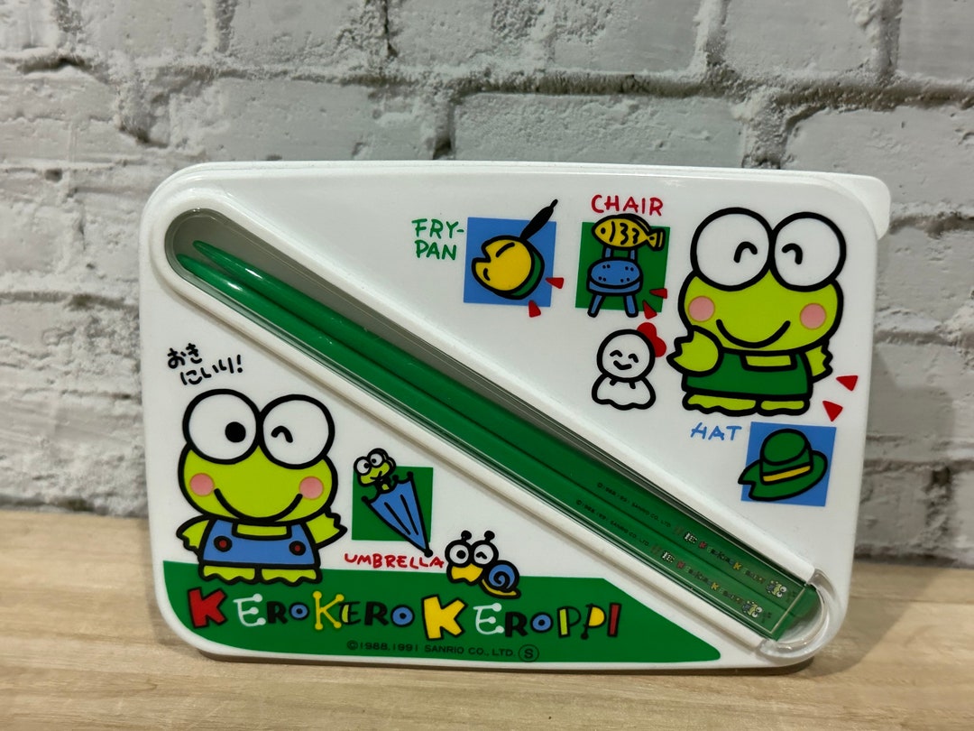 1991 Sanrio Kero Keroppi Lunch Box and Chopsticks Etsy