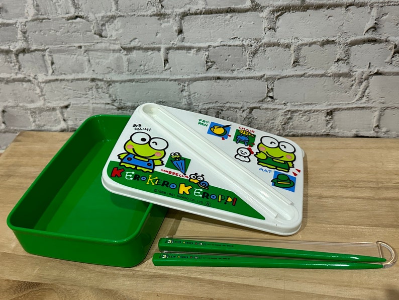 1991 Sanrio Kero Keroppi Lunch Box and Chopsticks Etsy