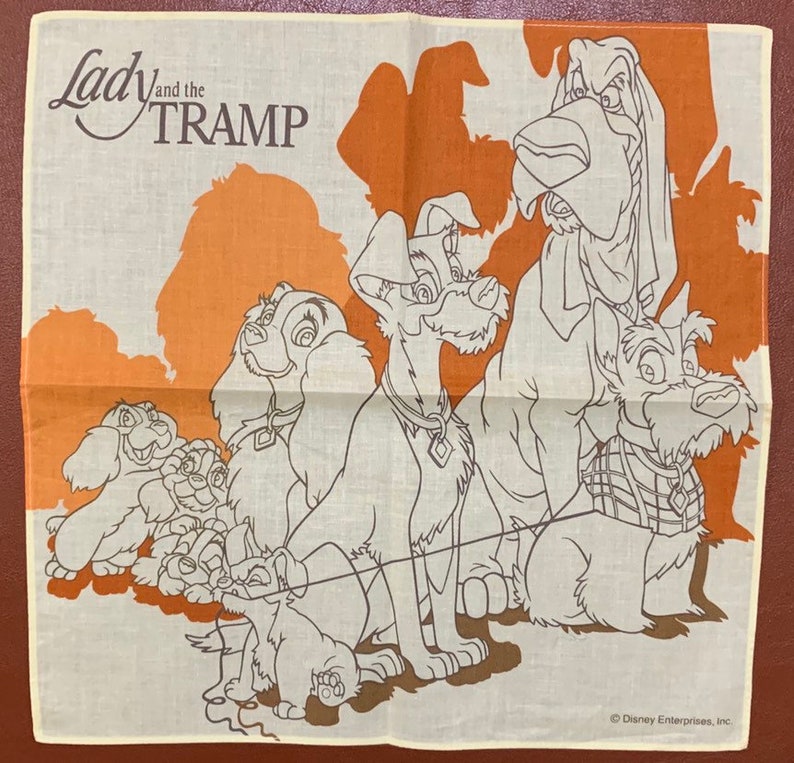 Vintage kid/'s Handkerchief Disney Enterprises Lady and the Tramp from Japan