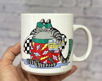 1989 Lowell Herrero Cat Mug – Beachwear Summer Design – Gift Creations Inc – Made in Taiwan