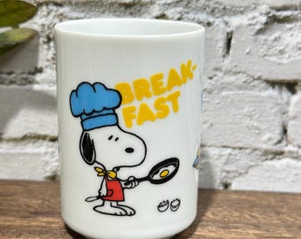 Vintage Peanuts Snoopy Tea Cup - Breakfast Lunch Dinner Illustration - Made in Japan