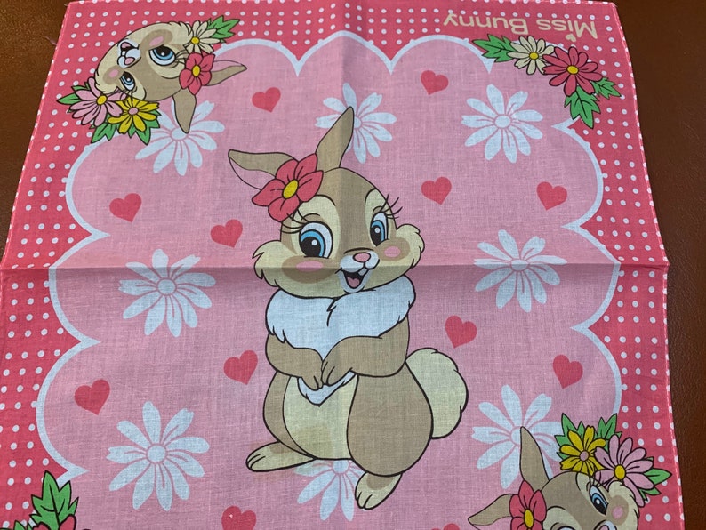 Vintage girl/'s handkerchief Miss Bunny Thumper /'s Girlfriend