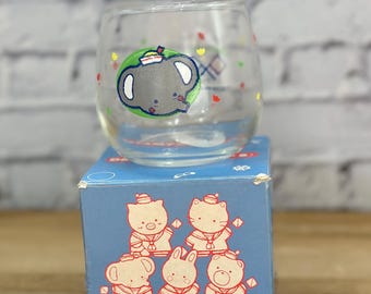 Vintage 1985 Sanrio Cheery Chums Elephant Friend Glass Cup with Box – Kawaii Japan Collectible