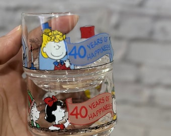 1990 Snoopy 40-jähriges Jubiläum kleiner Wasserglasbecher 2er Set
