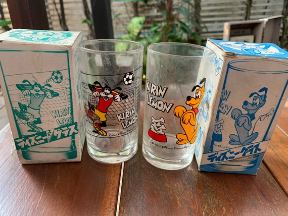 Walt Disney Productions Pluto and Goofy Water Milk Glass -  Sweden