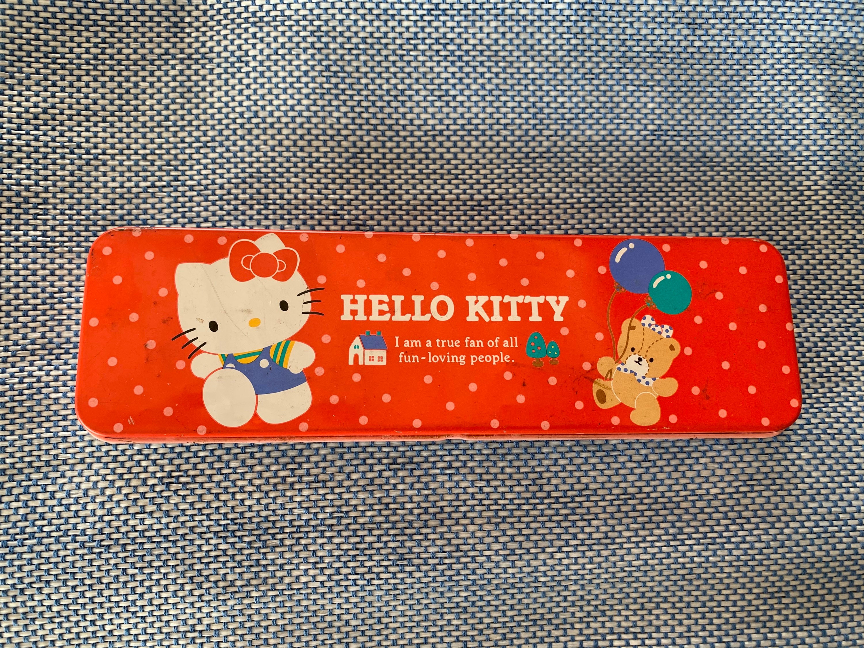 Hello Kitty Ribbon Tin Pencil Box Pen Case Storage Organization 2-Layer BIG  8 Size RED Inspired by You.