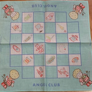 Rare Vintage 70s child&#39;s handkerchief Angle Club Victoria Fancy Made in Japan