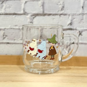 1990 Moomin and Snufkin clear mug