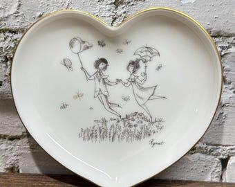 Vintage "Les Amoureux de Peynet" hartvormige porseleinen schaal Yamaka Japan