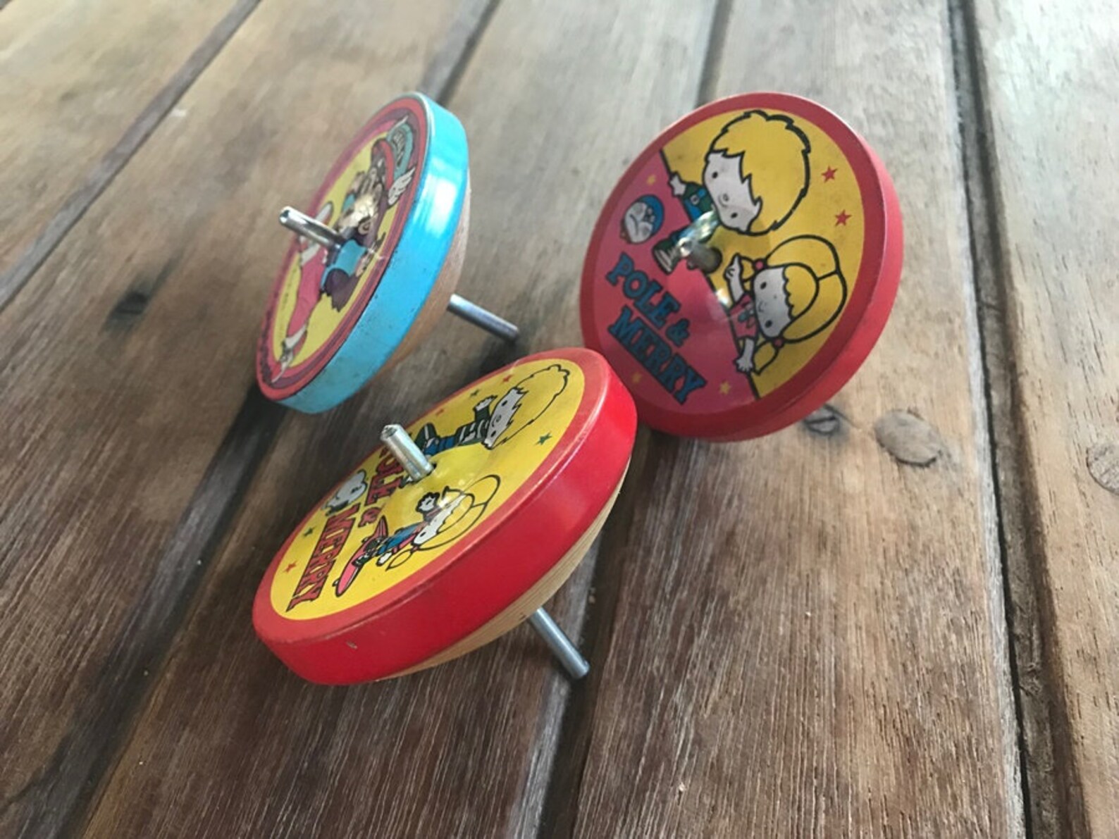 3 Japanese spinning top vintage Spinning top toy Etsy