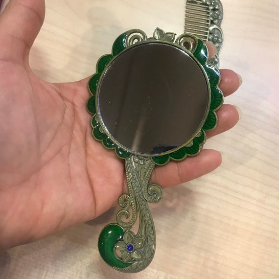 Vintage Small Metal Hand Mirror And Comb Erfly Designs Hand Mirror And Comb Erfly Designs