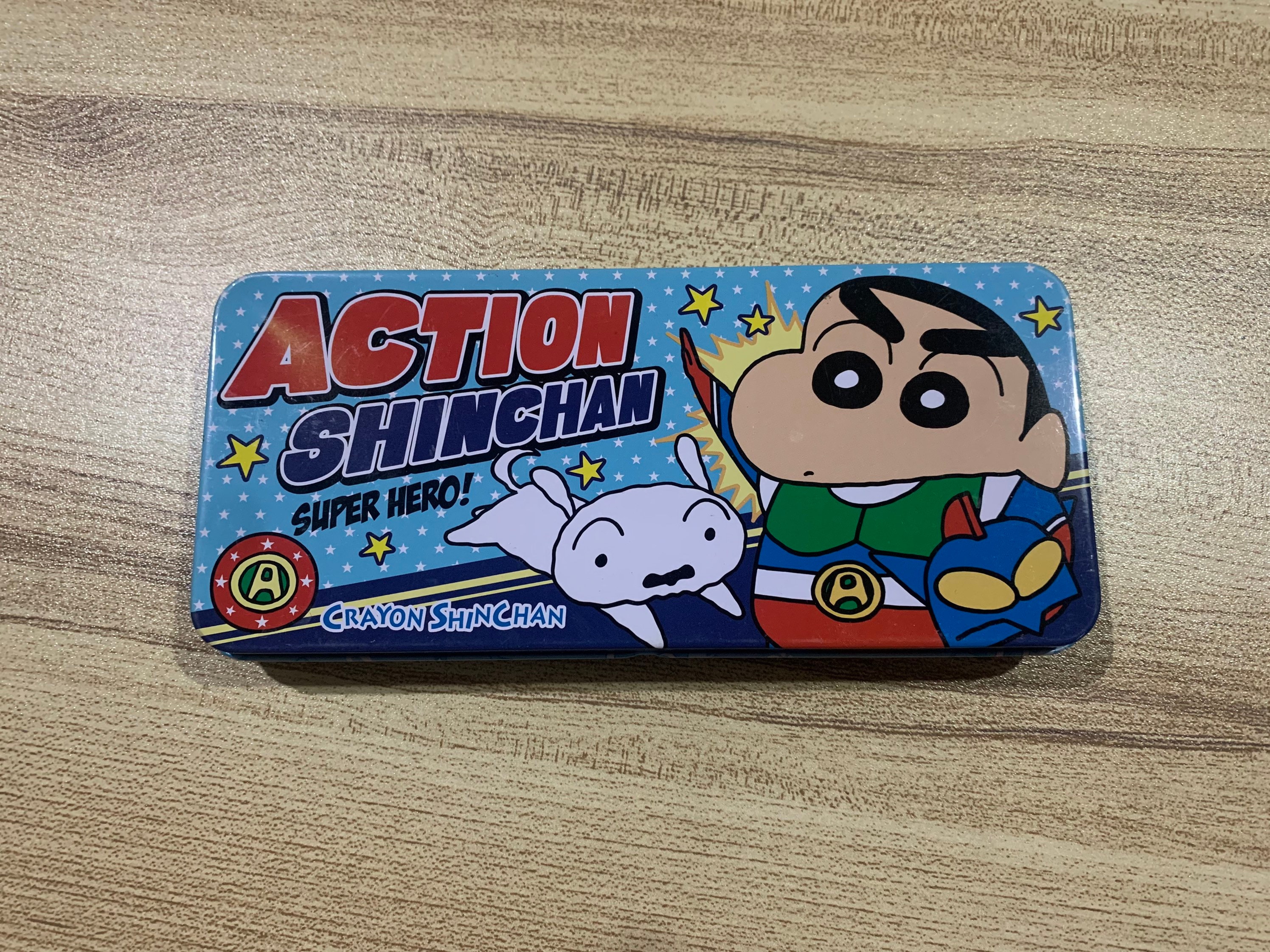 1992 creyon shin chan action mask action kamen tin pencil box etsy india