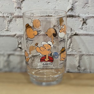 Popeye and Olive Oyl water glass