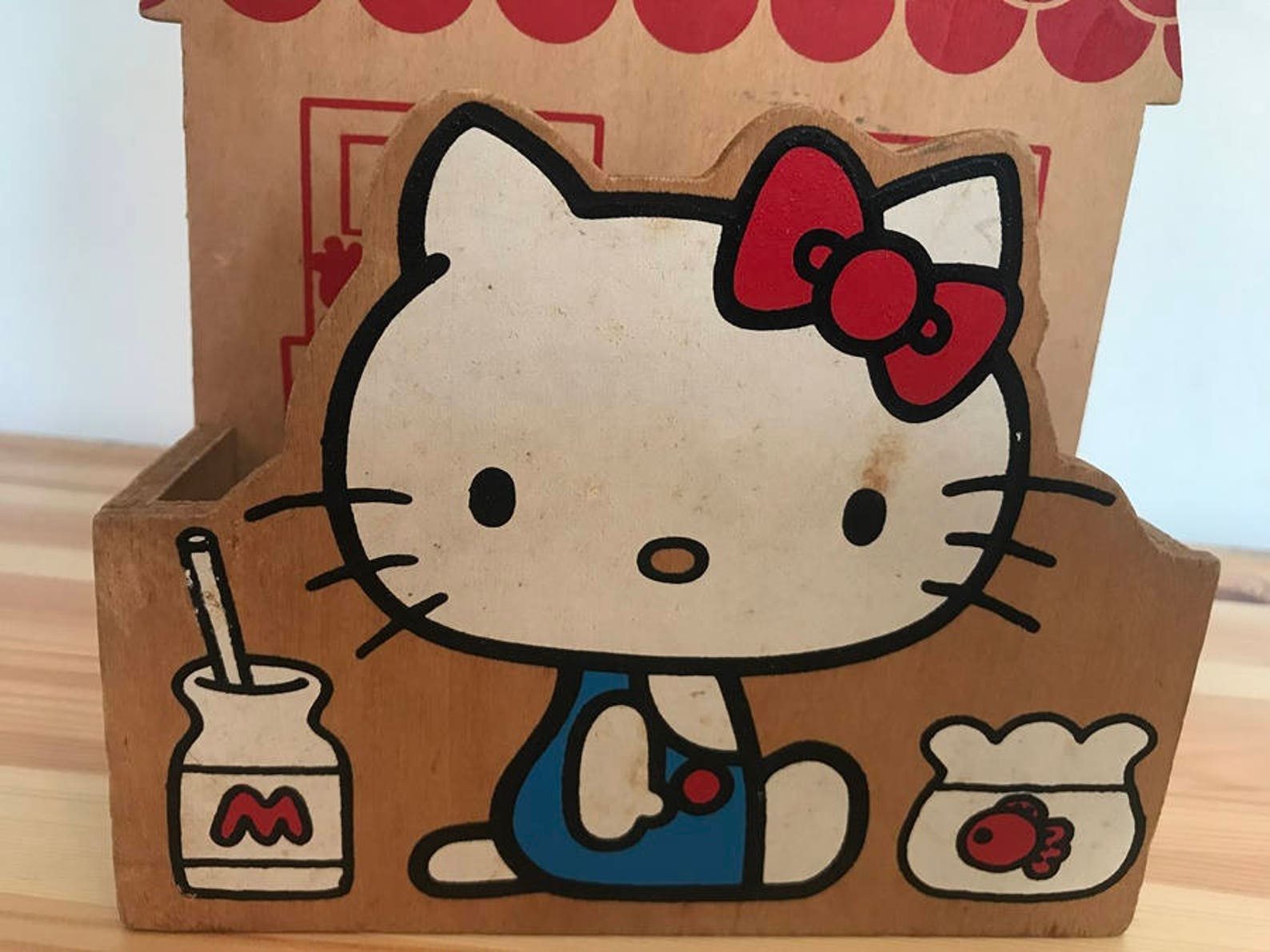 1975 Sanrio Hello Kitty Wood Hanging Storage Box Etsy