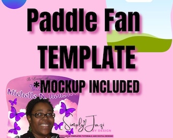 Paddle Fan Vorlage, Canva editierbares Design, Fan Mockup, druckbare Handfächer Vorlage, anpassbare Vorlage, Canva Frame