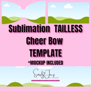 Sublimation TAILLESS Cheer Bow Template, Canva Frame, Cheer Bow Mockup, Printable Cheer Bow template , Back to School hair bow template