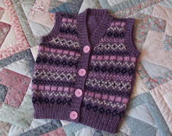Hand Knit Babies Fair Isle Waistcoat