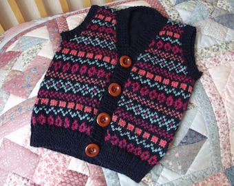 Hand Knit Child's Fair Isle Waistcoat